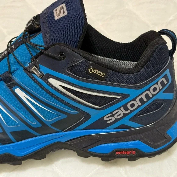 Salomon X Ultra GoreTex hiking Shoes with Quick-Lace System size 8 blue